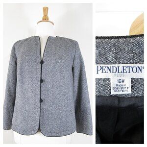 SOLDVintage Pendleton Plus Size Solid Gray Tweed Blazer Jacket 16W Formal Career